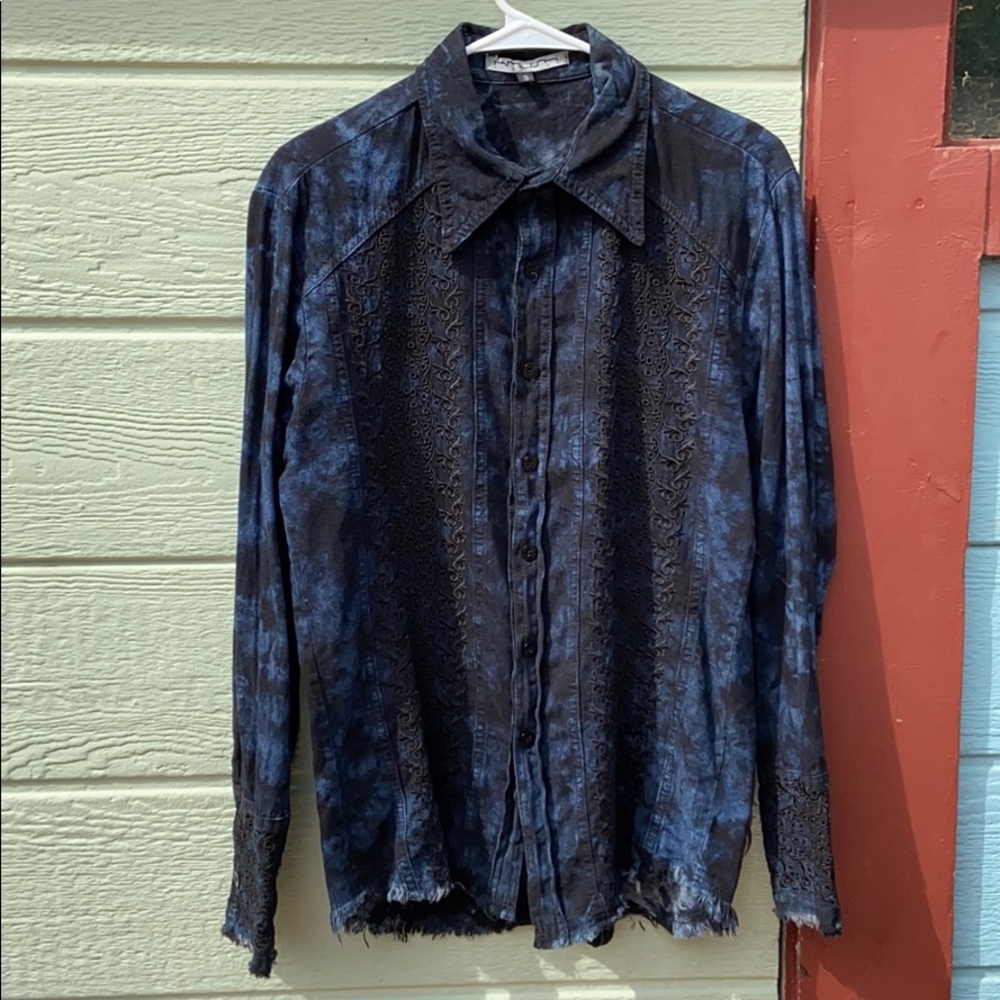 Indigo Tie-Dye Western Shirt